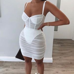 Sheer Mesh White Oh Polly Dress